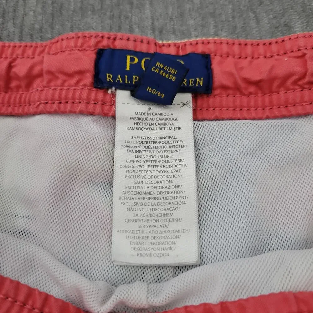 Vintage 90s Polo Ralph Lauren Youth Hibiscus Board Swim Trunks Shorts Size 14-16